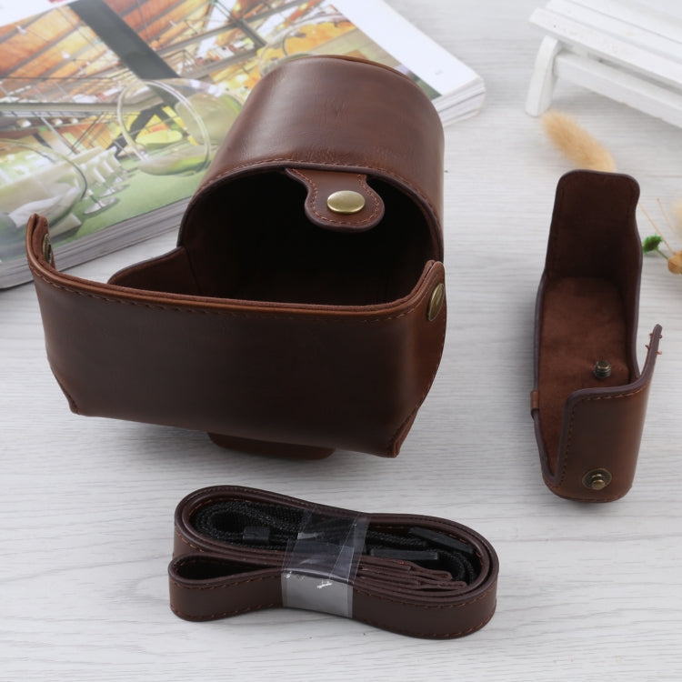 Full Body Camera PU Leather Case Bag with Strap for Olympus E-PL3 / E-PM1 (Coffee) - Leather Bag by PMC TechLife | Online Shopping South Africa | PMC TechLife | Buy Now Pay Later Mobicred