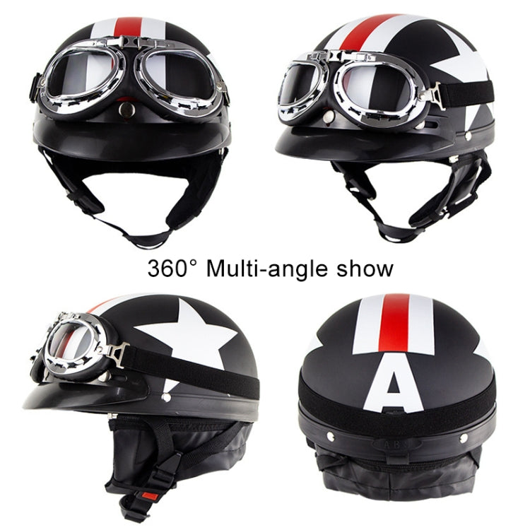 Soman Electromobile Motorcycle Half Face Helmet Retro Harley Helmet with Goggles(Matte Black Italy NO.76) - Helmets by SOMAN | Online Shopping South Africa | PMC Jewellery