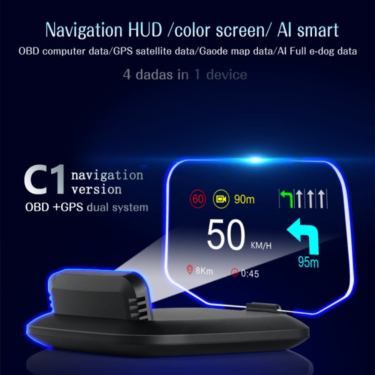 C1 OBD2 + GPS Mode Car HUD Head-up Display Compass / Speed / Water Temperature / Voltage Display / Speed / Fault Alarm / Navigation Function - free shipping - PMC TechLife - Order now!