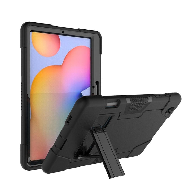 For Samsung Galaxy Tab S6 Lite P610 Contrast Color Robot Shockproof Silicon + PC Protective Case with Holder(Black) - free shipping - PMC TechLife - Order now!