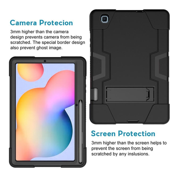 For Samsung Galaxy Tab S6 Lite P610 Contrast Color Robot Shockproof Silicon + PC Protective Case with Holder(Black) - free shipping - PMC TechLife - Order now!