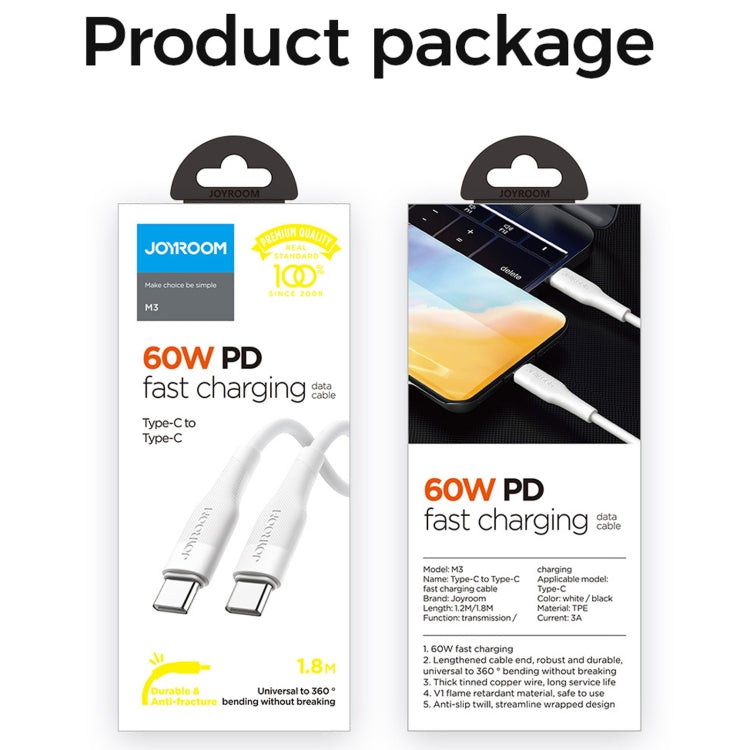 JOYROOM S-1230M3 60W PD Type-C / USB-C to Type-C / USB-C Fast Charging Data Cable, Length:1.2m(White) - USB-C & Type-C Cable by JOYROOM | Online Shopping South Africa | PMC Jewellery