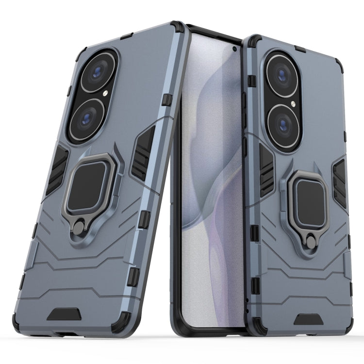 For Huawei P50 Pro PC + TPU Shockproof Protective Case with Magnetic Ring Holder(Navy Blue) - free shipping - PMC TechLife - Order now!
