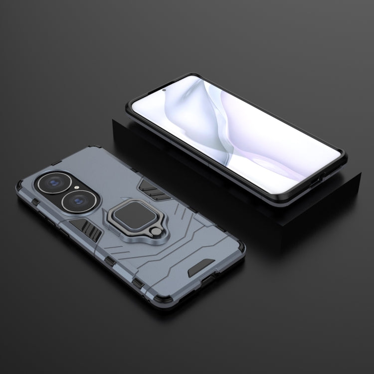 For Huawei P50 Pro PC + TPU Shockproof Protective Case with Magnetic Ring Holder(Navy Blue) - free shipping - PMC TechLife - Order now!