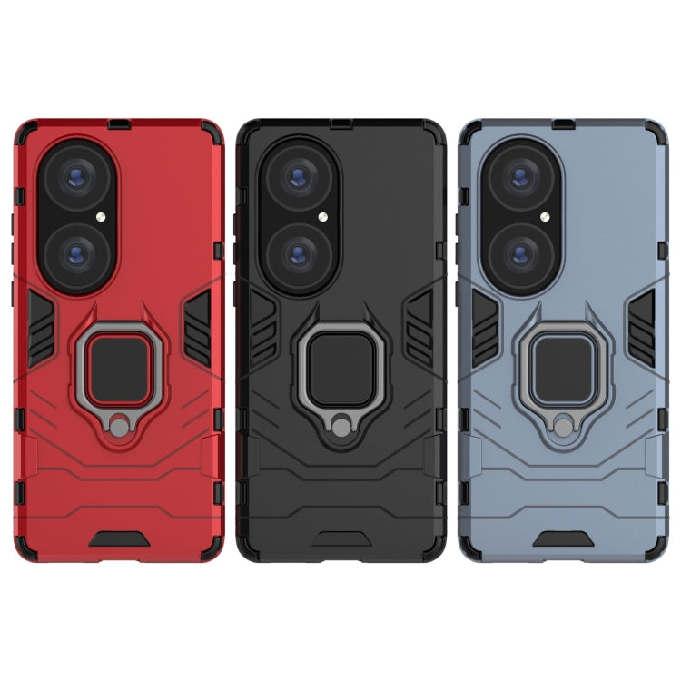 For Huawei P50 Pro PC + TPU Shockproof Protective Case with Magnetic Ring Holder(Navy Blue) - free shipping - PMC TechLife - Order now!