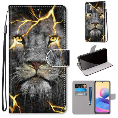 For Xiaomi Redmi Note 10 5G Coloured Drawing Cross Texture Horizontal Flip PU Leather Case with Holder & Card Slots & Wallet & Lanyard(Fission Lion) - Xiaomi Cases by PMC Jewellery | Online Shopping South Africa | PMC Jewellery