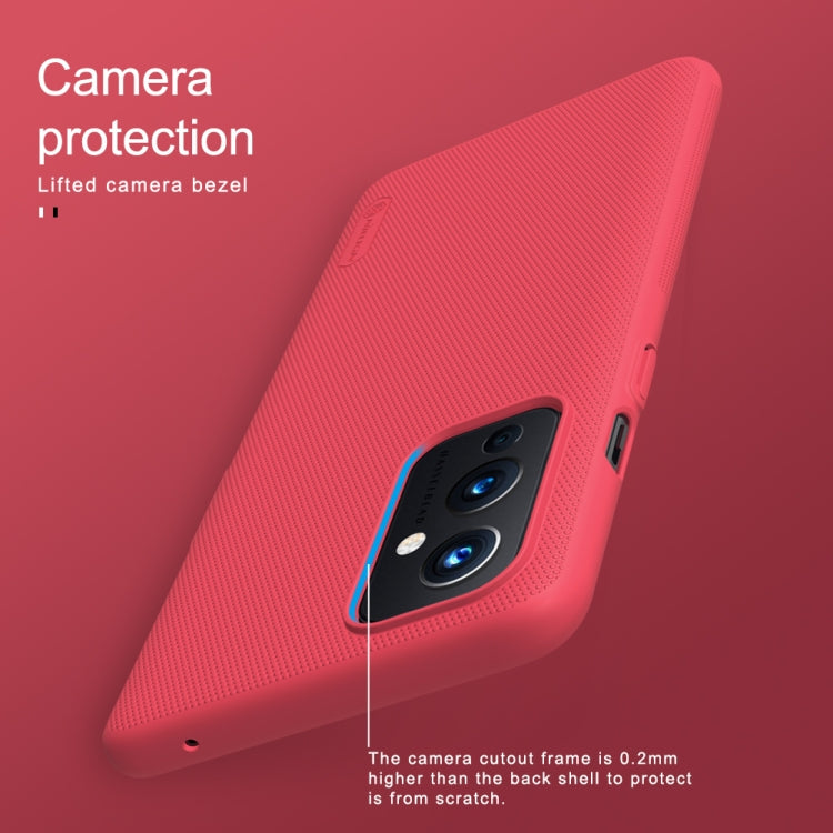 For OnePlus 9 (EU/NA Version) NILLKIN Frosted Concave-convex Texture PC Protective Case(Red) - OnePlus Cases by NILLKIN | Online Shopping South Africa | PMC Jewellery
