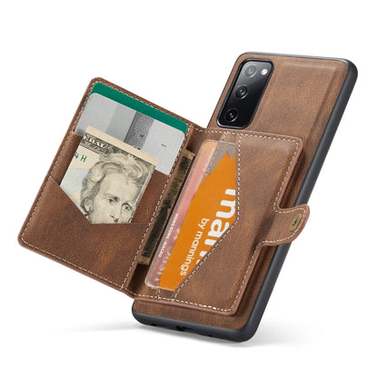 For Samsung Galaxy S20 FE JEEHOOD Retro Magnetic Detachable Protective Case with Wallet & Card Slot & Holder(Brown) - Galaxy S20 FE Cases by JEEHOOD | Online Shopping South Africa | PMC Jewellery | Buy Now Pay Later Mobicred