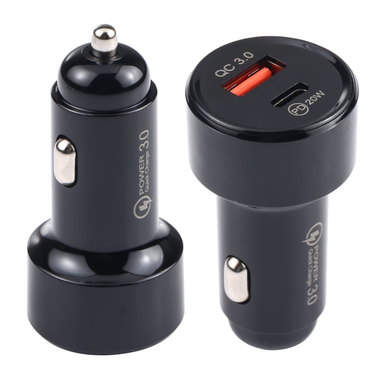 LZ-201 PD 20W USB-C / Type-C + QC 3.0 USB Mini Fast Car Charger(Black) - Car Charger by PMC TechLife | Online Shopping South Africa | PMC TechLife