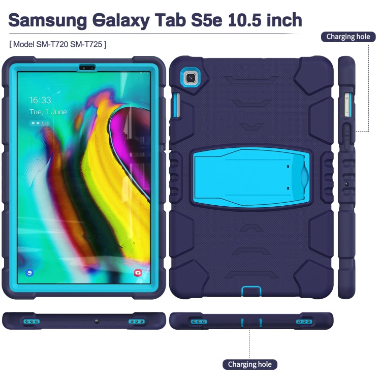 3-Layer Protection Screen Frame + PC + Silicone Shockproof Combination Case with Holder For Samsung Galaxy Tab S5e T720(NavyBlue + Blue) - free shipping - PMC TechLife - Order now!