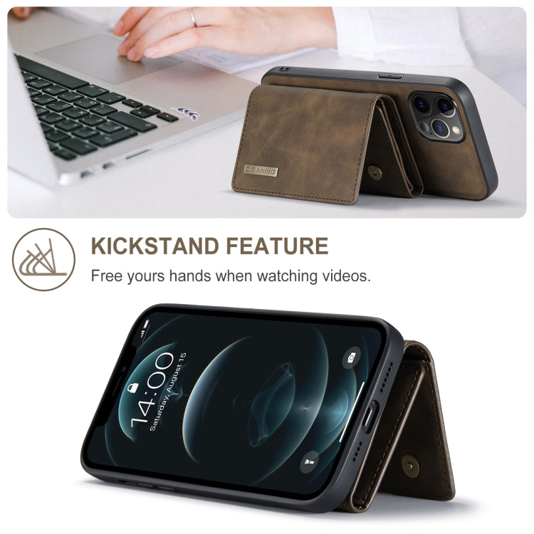For iPhone 12 / 12 Pro DG.MING M1 Series 3-Fold Multi Card Wallet + Magnetic Back Cover Shockproof Case with Holder Function(Coffee) - iPhone 12 / 12 Pro Cases by DG.MING | Online Shopping South Africa | PMC TechLife | Buy Now Pay Later Mobicred