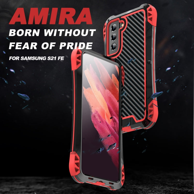 For Samsung Galaxy S21 FE R-JUST AMIRA Shockproof Dustproof Waterproof Metal Protective Case(Red) - Galaxy Phone Cases by R-JUST | Online Shopping South Africa | PMC TechLife | Buy Now Pay Later Mobicred