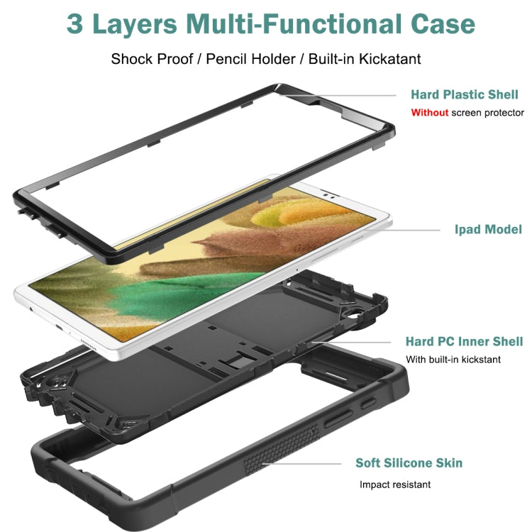 For Samsung Galaxy Tab A7 Lite T225/T220 Silicone + PC Shockproof Protective Case with Holder(Black) - free shipping - PMC TechLife - Order now!