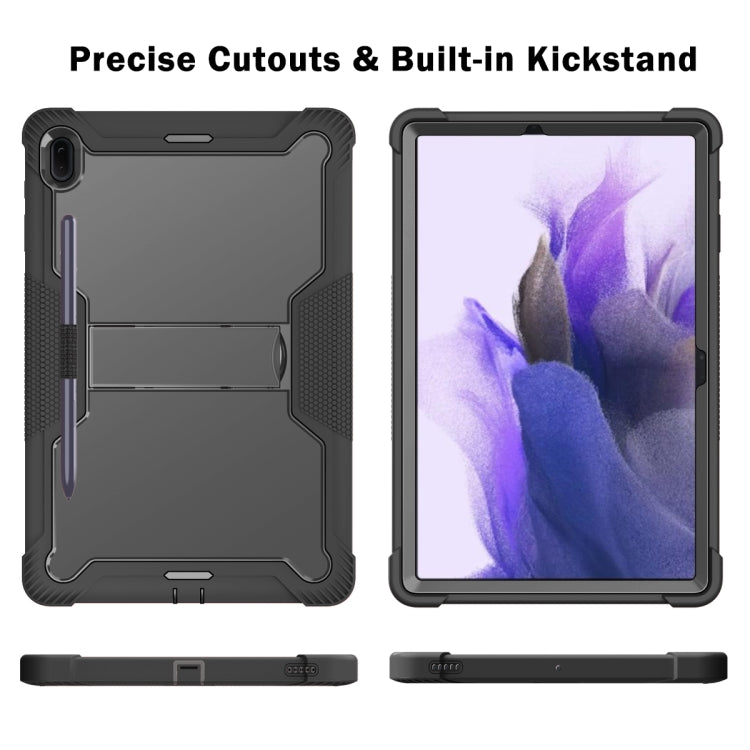 For Samsung Galaxy Tab S7 FE Silicone + PC Shockproof Protective Case with Holder(Black) - free shipping - PMC TechLife - Order now!
