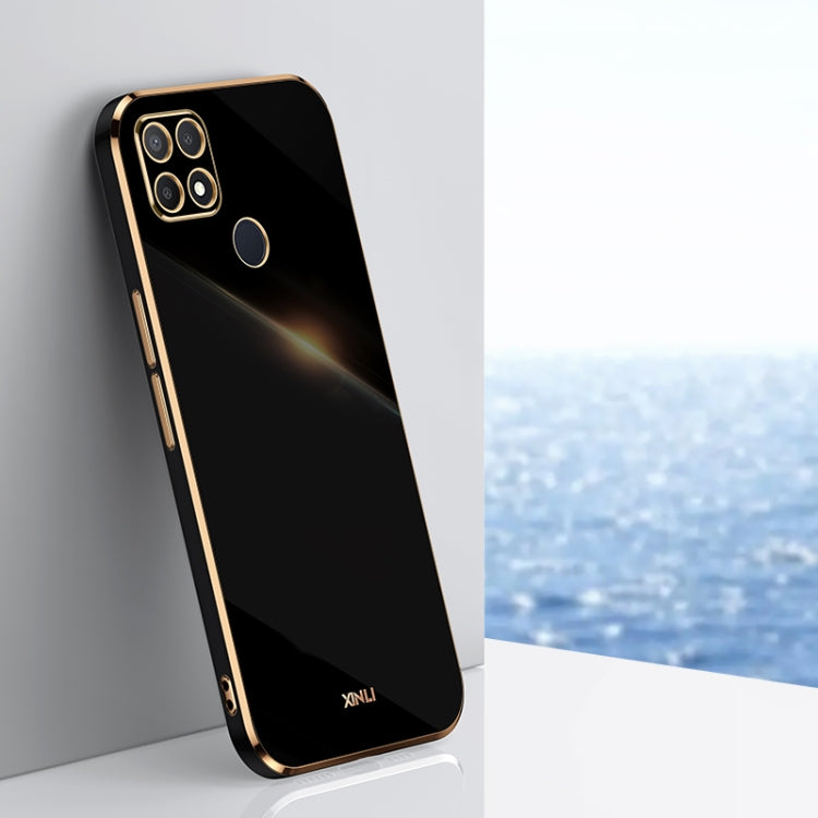 For OPPO A15 XINLI Straight Edge 6D Electroplate TPU Phone Case(Black) - OPPO Cases by XINLI | Online Shopping South Africa | PMC TechLife | Buy Now Pay Later Mobicred