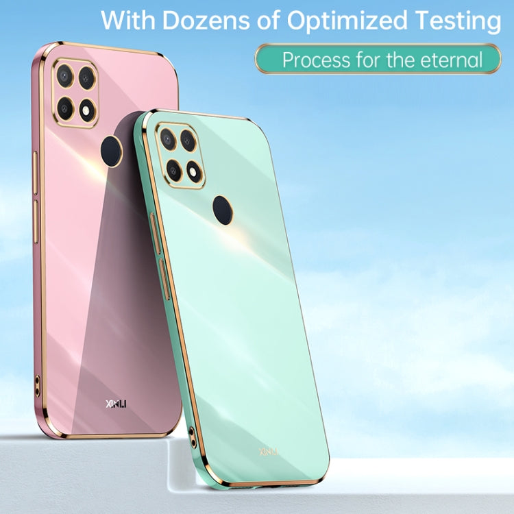 For OPPO A15 XINLI Straight Edge 6D Electroplate TPU Phone Case(Black) - OPPO Cases by XINLI | Online Shopping South Africa | PMC TechLife | Buy Now Pay Later Mobicred