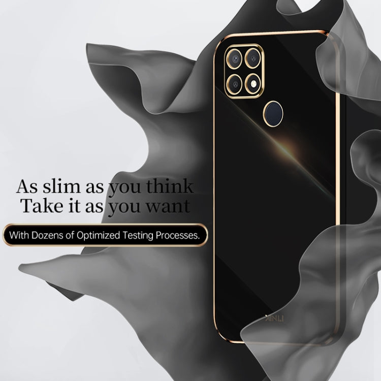 For OPPO A15 XINLI Straight Edge 6D Electroplate TPU Phone Case(Black) - OPPO Cases by XINLI | Online Shopping South Africa | PMC TechLife | Buy Now Pay Later Mobicred