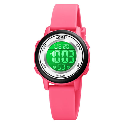 SKMEI 1721 Triplicate Round Dial LED Digital Display Luminous Silicone Strap Electronic Watch(Peach Red) - LED Digital Watches by SKMEI | Online Shopping South Africa | PMC Jewellery | Buy Now Pay Later Mobicred