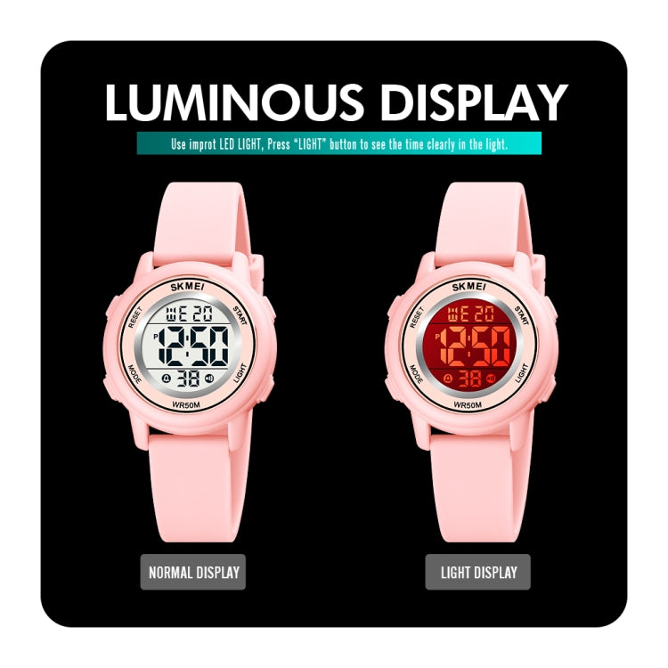 SKMEI 1721 Triplicate Round Dial LED Digital Display Luminous Silicone Strap Electronic Watch(Peach Red) - LED Digital Watches by SKMEI | Online Shopping South Africa | PMC Jewellery | Buy Now Pay Later Mobicred