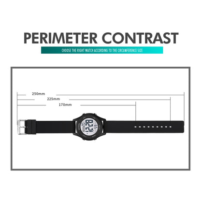 SKMEI 1758 Multifunctional LED Digital Display Luminous Silicone Strap Electronic Watch(Black Silver) - LED Digital Watches by SKMEI | Online Shopping South Africa | PMC Jewellery | Buy Now Pay Later Mobicred