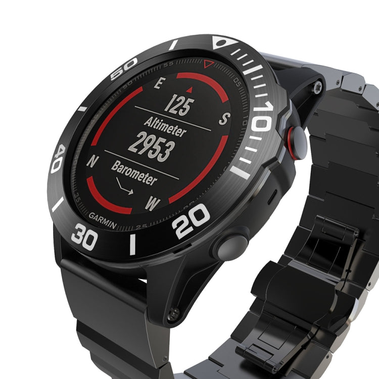 Compatible with Garmin Fenix 5X/5X Plus Smart Watch Steel Bezel Ring, A Version(Black Ring White Letter) - Watch Cases by PMC TechLife | Online Shopping South Africa | PMC TechLife | Buy Now Pay Later Mobicred