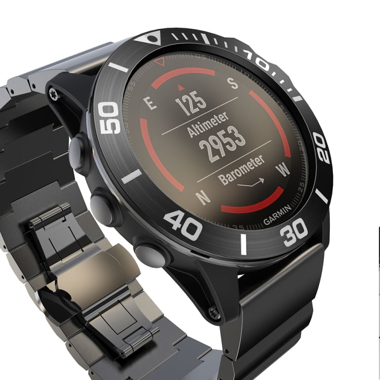 Compatible with Garmin Fenix 5X/5X Plus Smart Watch Steel Bezel Ring, A Version(Black Ring White Letter) - Watch Cases by PMC TechLife | Online Shopping South Africa | PMC TechLife | Buy Now Pay Later Mobicred