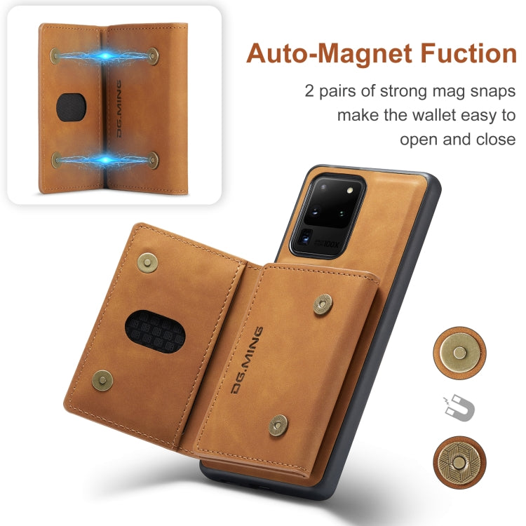 For Samsung Galaxy S20 Ultra DG.MING M2 Series 3-Fold Multi Card Bag Back Cover Shockproof Case with Wallet & Holder Function(Brown) - Galaxy Phone Cases by DG.MING | Online Shopping South Africa | PMC TechLife | Buy Now Pay Later Mobicred