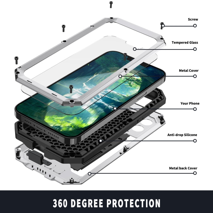 For iPhone 13 Pro R-JUST Sliding Camera Shockproof Life Waterproof Dust-proof Metal + Silicone Protective Case with Holder (Silver) - free shipping - PMC TechLife - Order now!