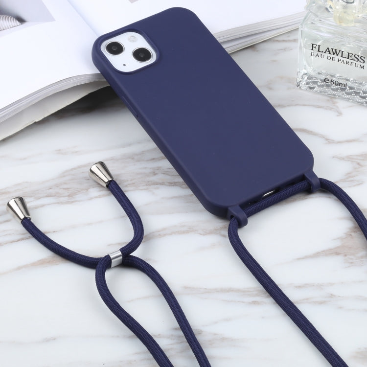 For iPhone 13 Pro Candy Colors TPU Protective Case with Lanyard (Dark Blue) - free shipping - PMC TechLife - Order now!