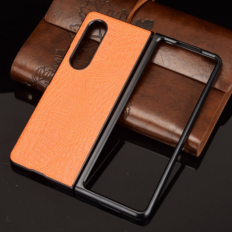 For Samsung Galaxy Z Fold3 5G Shockproof Crocodile Texture PC + PU Case(Orange) - free shipping - PMC TechLife - Order now!