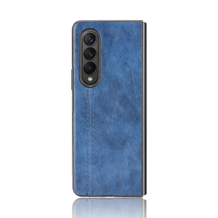 For Samsung Galaxy Z Fold3 5G Shockproof Sewing Cow Pattern Skin PC + PU + TPU Case(Blue) - free shipping - PMC TechLife - Order now!