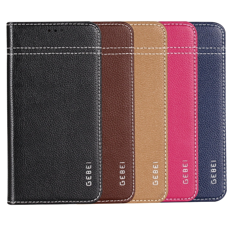 For iPhone XS / X GEBEI Top-grain Leather Horizontal Flip Protective Case with Holder & Card Slots(Blue) - free shipping - PMC TechLife - Order now!