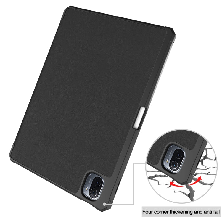 For Xiaomi Pad 5 / 5 Pro Custer Texture Horizontal Flip Leather Case with Three-folding Holder & Sleep / Wake-up Function(Black) - More Tablet Cases by PMC TechLife | Online Shopping South Africa | PMC TechLife