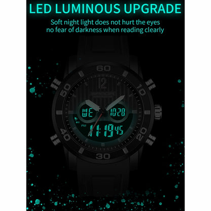 SANDA 3106 Dual Digital Display Men Outdoor Sports Luminous Shockproof Electronic Watch(Black Blue) - Metal Strap Watches by SANDA | Online Shopping South Africa | PMC Jewellery | Buy Now Pay Later Mobicred