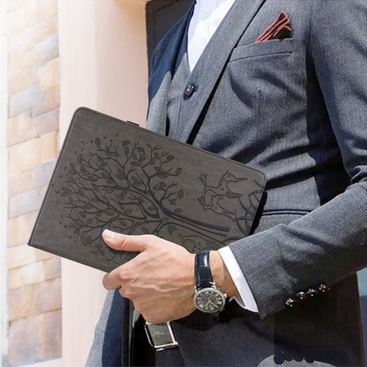 For iPad Pro 10.5 2017 / 10.2 2019 Tree & Deer Pattern Pressed Printing Horizontal Flip PU Leather Case with Holder & Card Slots & Sleep / Wake-up Function(Grey) - free shipping - PMC TechLife - Order now!