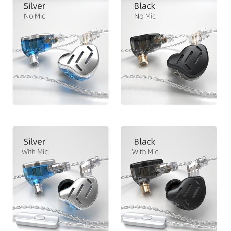 KZ ZAX 16-unit Ring Iron Sport Gaming In-ear Wired Earphone, Mic Version(Silver) - free shipping - PMC TechLife - Order now!