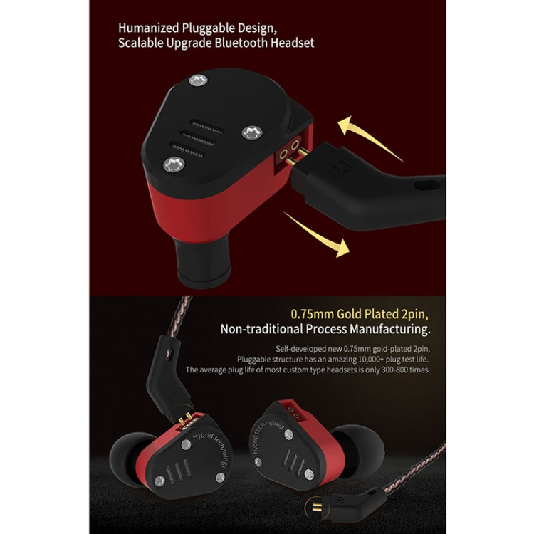 KZ ZSA Ring Iron Hybrid Drive Sport In-ear Wired Earphone, Standard Version(Black Red) - In Ear Wired Earphone by KZ | Online Shopping South Africa | PMC Jewellery | Buy Now Pay Later Mobicred