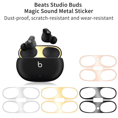 For Beats Studio Buds Wireless Bluetooth Earphone Magic Sound Metal Protective Sticker(Silver) - Protective Sticker by PMC Jewellery | Online Shopping South Africa | PMC Jewellery