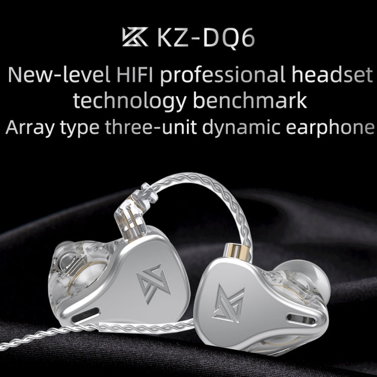 KZ DQ6 3-unit Dynamic HiFi In-Ear Wired Earphone No Mic(Silver) - In Ear Wired Earphone by KZ | Online Shopping South Africa | PMC Jewellery