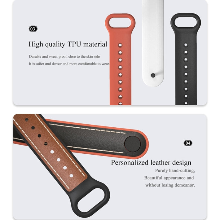 For Xiaomi Mi Band 5/6/7 MIJOBS TPU + Leather Watch Band(Red+Black) - Watch Bands by MIJOBS | Online Shopping South Africa | PMC TechLife | Buy Now Pay Later Mobicred