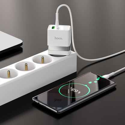 hoco N21 PD 30W Type-C / USB-C + QC 3.0 USB Mini Fast Charger, EU Plug(White) - USB Charger by hoco | Online Shopping South Africa | PMC Jewellery