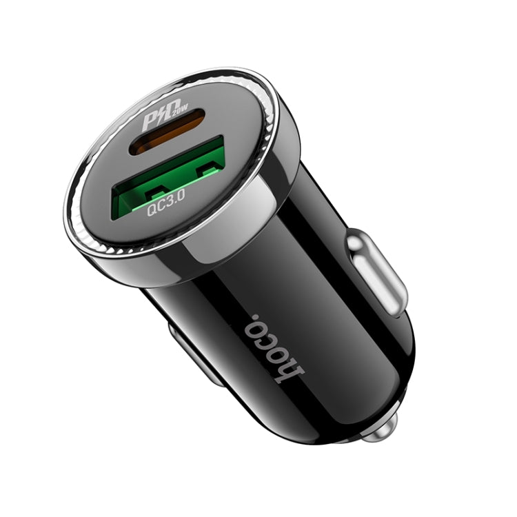 hoco Z44 Leading PD 20W USB-C / Type-C + QC 3.0 USB Car Charger(Black) - Car Charger by hoco | Online Shopping South Africa | PMC Jewellery