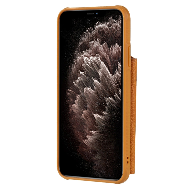 For iPhone 11 Pro Max Buckle Zipper Shockproof Protective Case with Holder & Card Slots & Wallet & Lanyard & Photos Frames(Brown) - iPhone 11 Pro Max Cases by PMC TechLife | Online Shopping South Africa | PMC TechLife | Buy Now Pay Later Mobicred