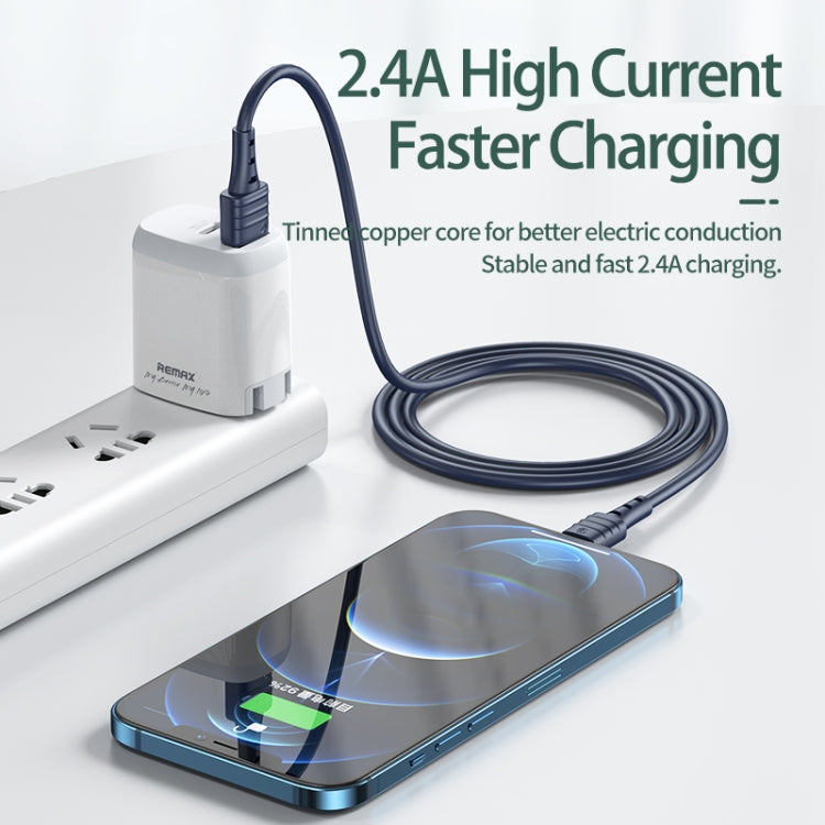 REMAX RC-179i 2.4A 8 Pin High Elastic TPE Fast Charging Data Cable, Length: 1m(Blue) - Normal Style Cable by REMAX | Online Shopping South Africa | PMC TechLife | Buy Now Pay Later Mobicred