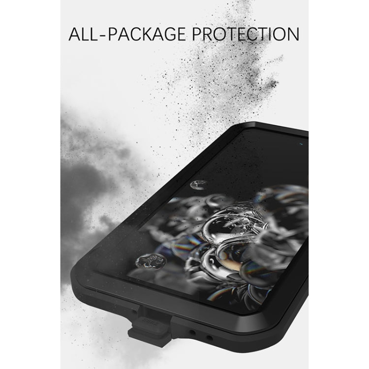 For Samsung Galaxy S21 FE LOVE MEI Metal Shockproof Waterproof Dustproof Protective Phone Case with Glass(Black) - Galaxy Phone Cases by LOVE MEI | Online Shopping South Africa | PMC Jewellery | Buy Now Pay Later Mobicred