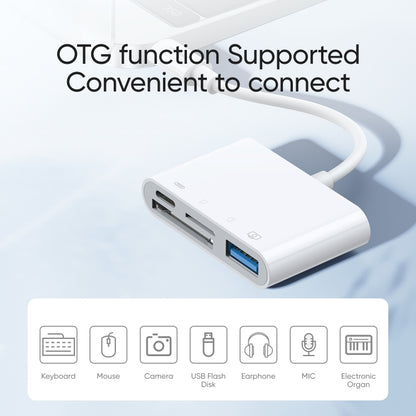 JOYROOM S-H142 4 in 1 8 Pin to SD / TF Card + 8 Pin Charge + USB Interface OTG Camera Reader Adapter, Compatible with IOS 13(White) - Converter & Adapter by JOYROOM | Online Shopping South Africa | PMC Jewellery
