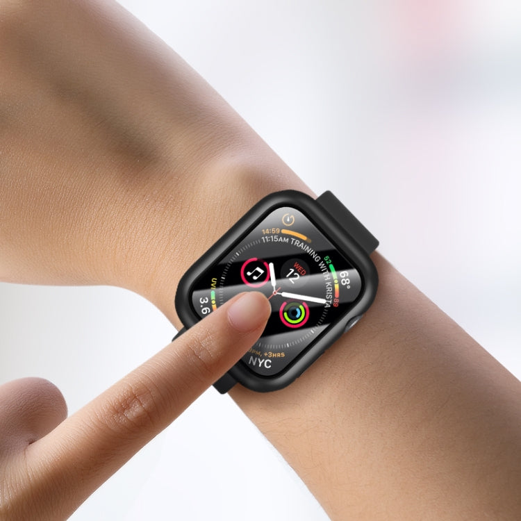 ROCK 2 in 1 PC Frame + Tempered Glass Protector Case For Apple Watch Series 9 / 8 / 7 41mm(Black) - Watch Cases by ROCK | Online Shopping South Africa | PMC TechLife | Buy Now Pay Later Mobicred