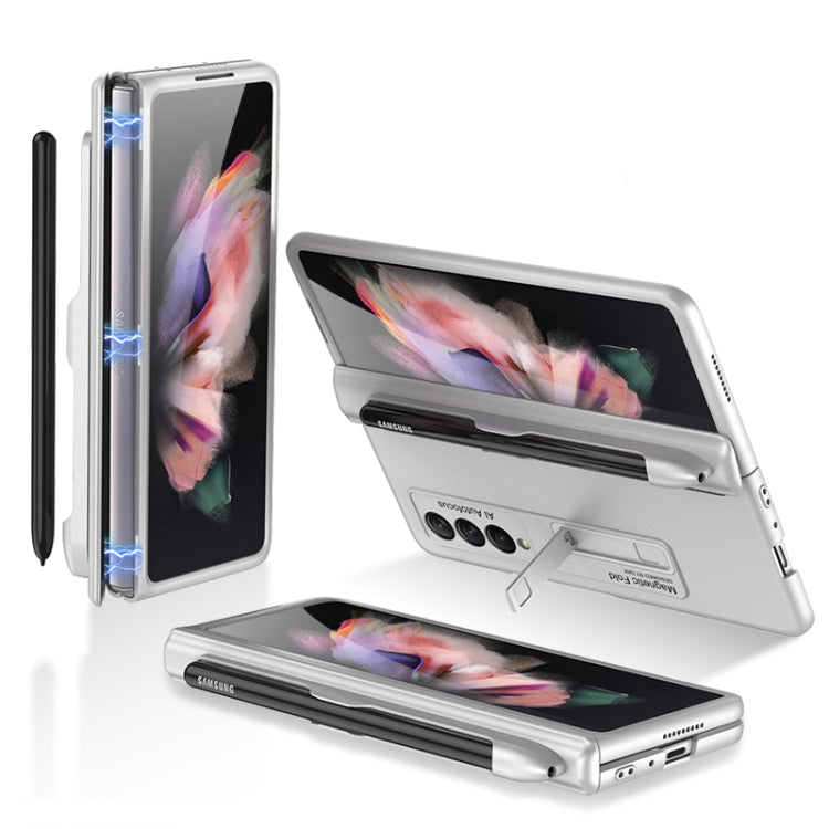 For Samsung Galaxy Z Fold3 5G GKK Magnetic Full Coverage Phone Flip Case with Pen Slot(Silver) - Galaxy Phone Cases by GKK | Online Shopping South Africa | PMC Jewellery | Buy Now Pay Later Mobicred