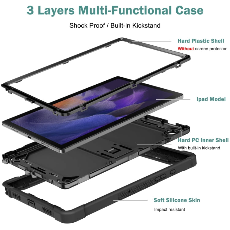 For Samsung Galaxy Tab A8 10.5 2021 Silicone + PC Shockproof Protective Tablet Case with Holder(Black) - free shipping - PMC TechLife - Order now!