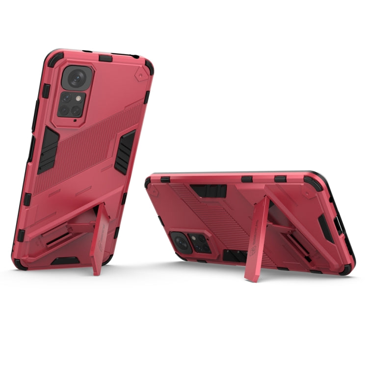 For Xiaomi Redmi Note 11 / Note 11S Global Punk Armor 2 in 1 PC + TPU Shockproof Phone Case with Invisible Holder(Light Red) - Xiaomi Cases by PMC Jewellery | Online Shopping South Africa | PMC Jewellery